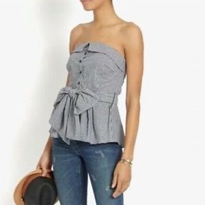 Intermix Strapless Peplum Sash Tie Belt Top